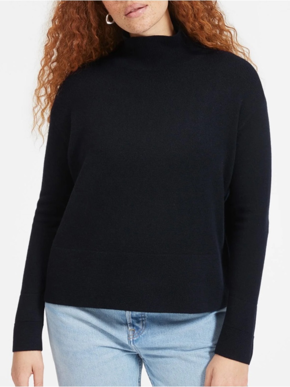 Everlane cashmere square turtleneck black sz XL